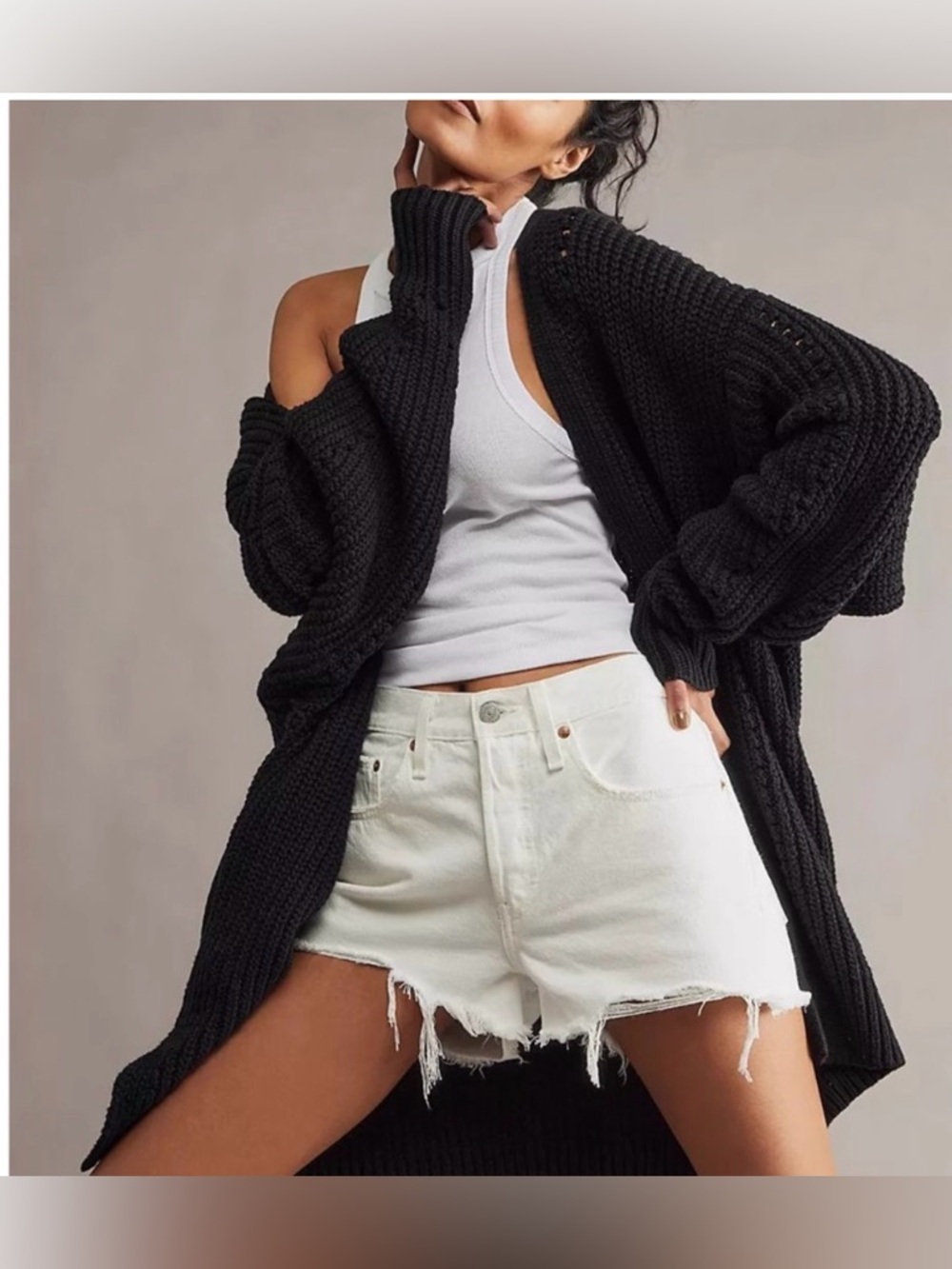 Free People Nightingale Cardigan in Black